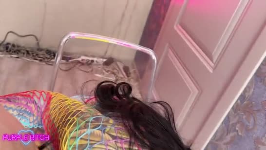 Purple Bitch прямо во время разговора с мужем шпилится с любовником